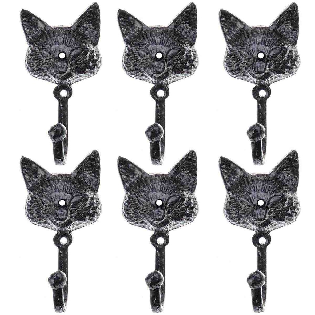 [LA-88061] 6er Set Wandhaken Gusseisen Katze