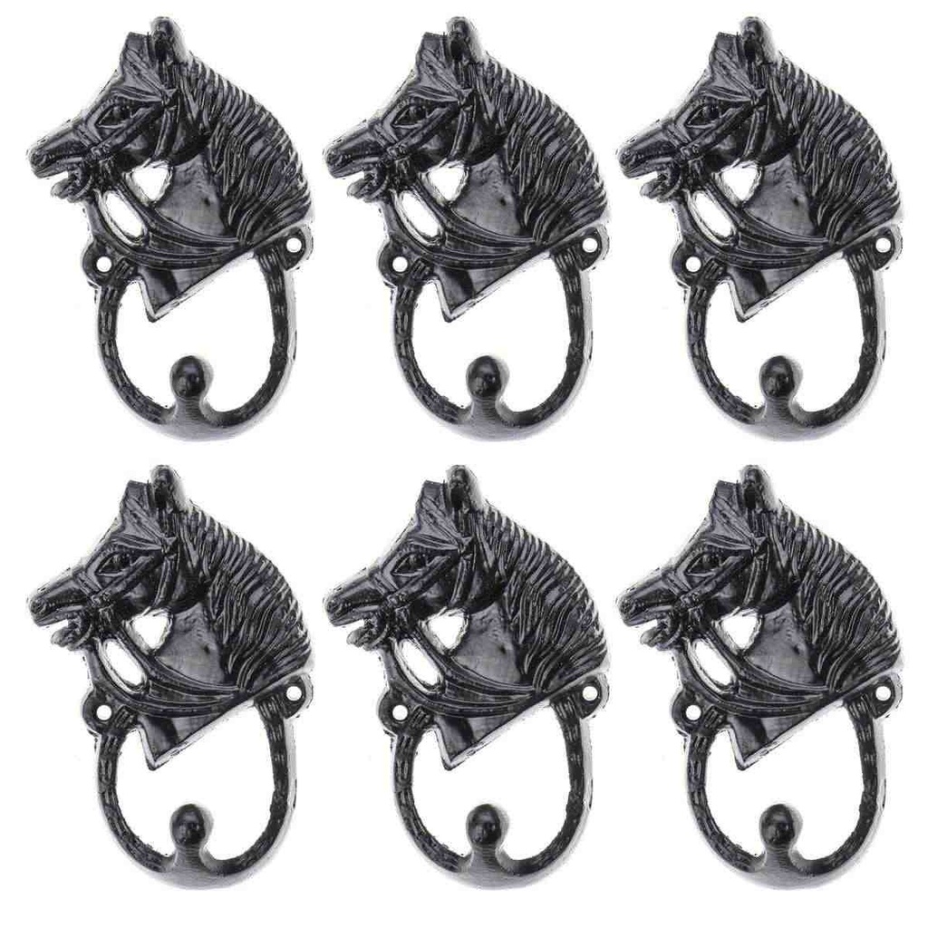 [LA-88062] 6er Set Wandhaken Gusseisen Pferd
