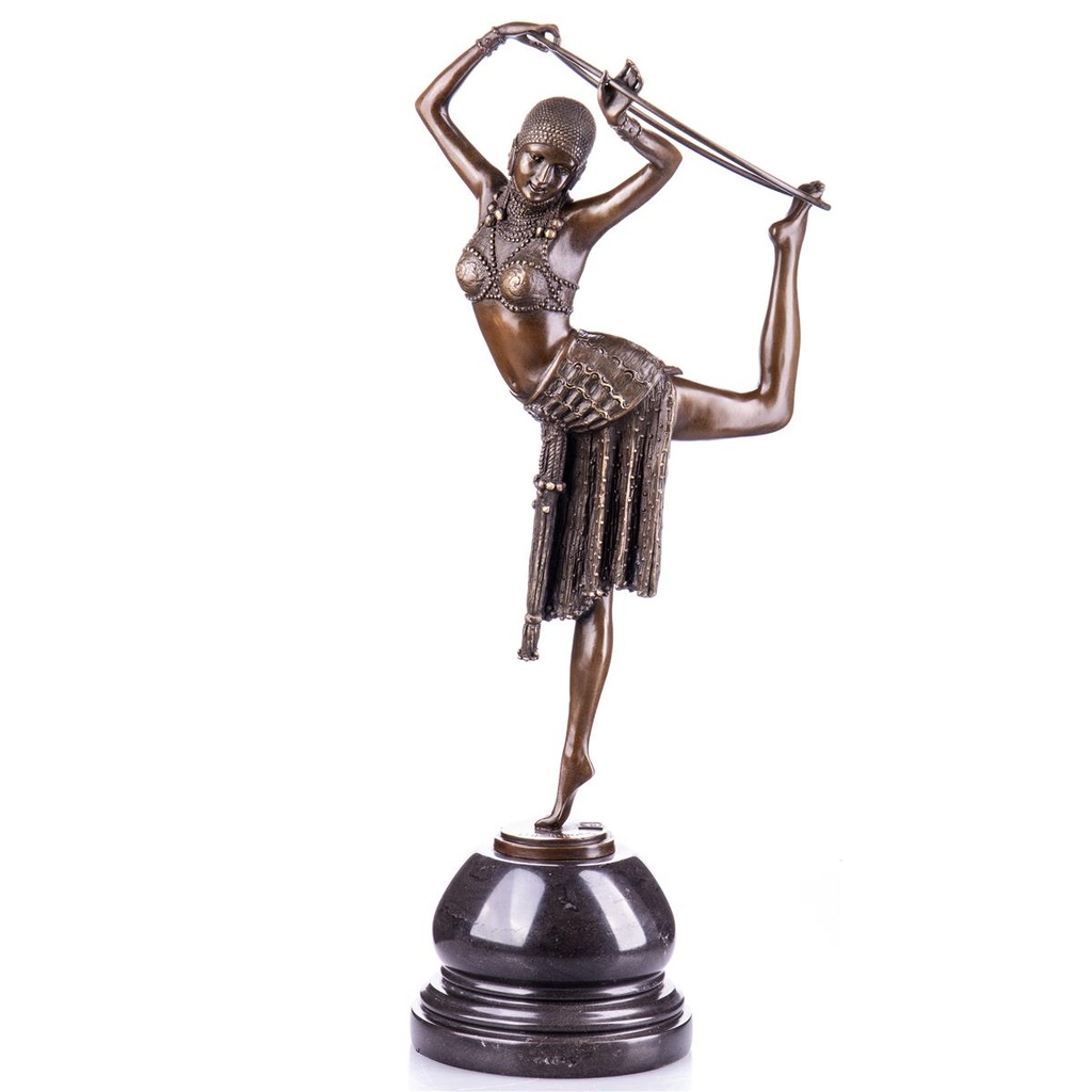 [LA-98927] Art Deco Bronzefigur Tänzerin mit Ring nach D.H.Chiparus