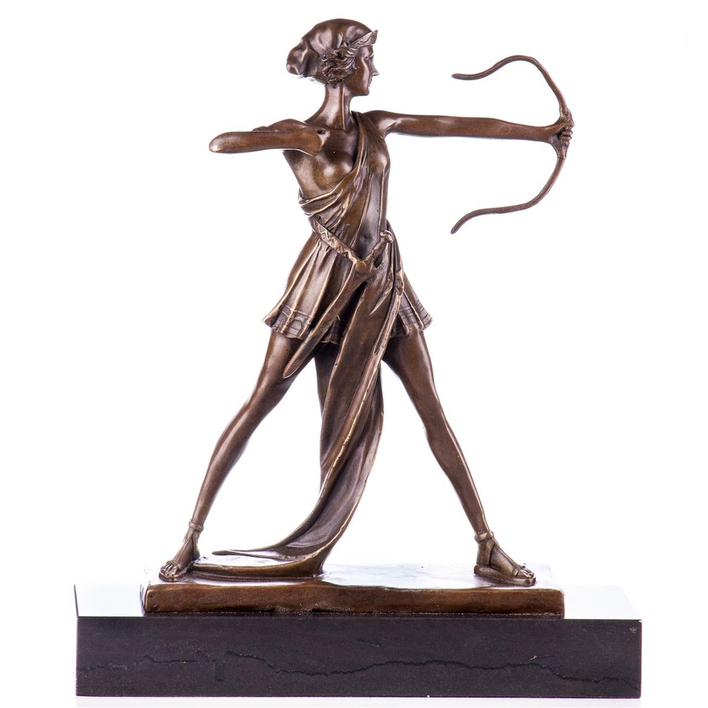 [LA-99075] Art Deco Bronzefigur Bogenschützin Diana nach Preiss