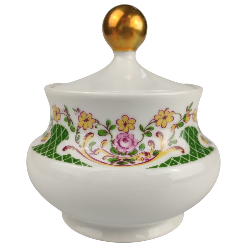 [1818321-1] Zuckerdose Seltmann Weiden Florales Muster gründes Gitter