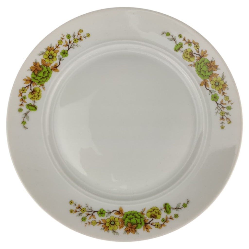 [1820775-2] Kuchenteller 19,7 cm Mitterteich Form 990 Weiß Grün mit Blumendekor