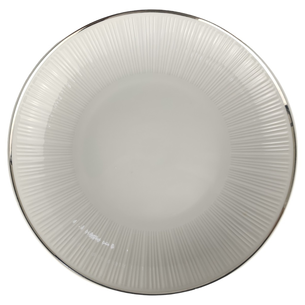 [1806081-2] Suppenteller Hutschenreuther Relief Platinrand (gebraucht - sehr gut)