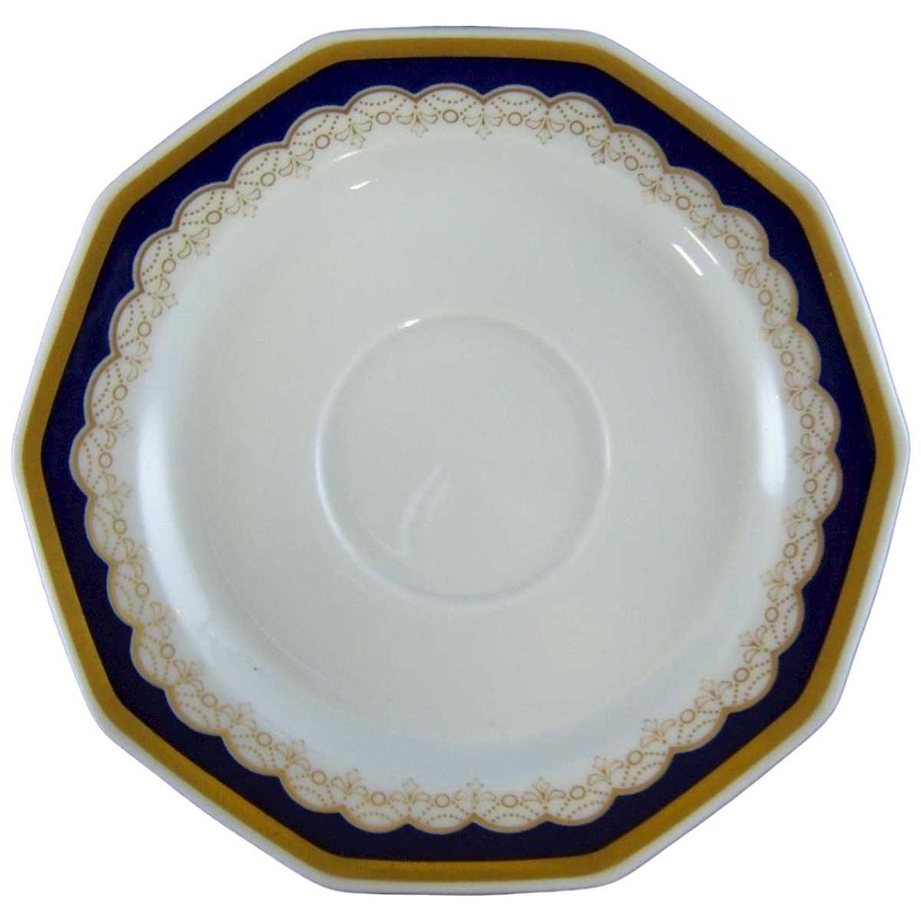 [1806094-2] Untertasse für Kaffee Goldrand 14,1 cm Winterling Marktleuthen Kobaltrand mit eckig (gebraucht - sehr gut)