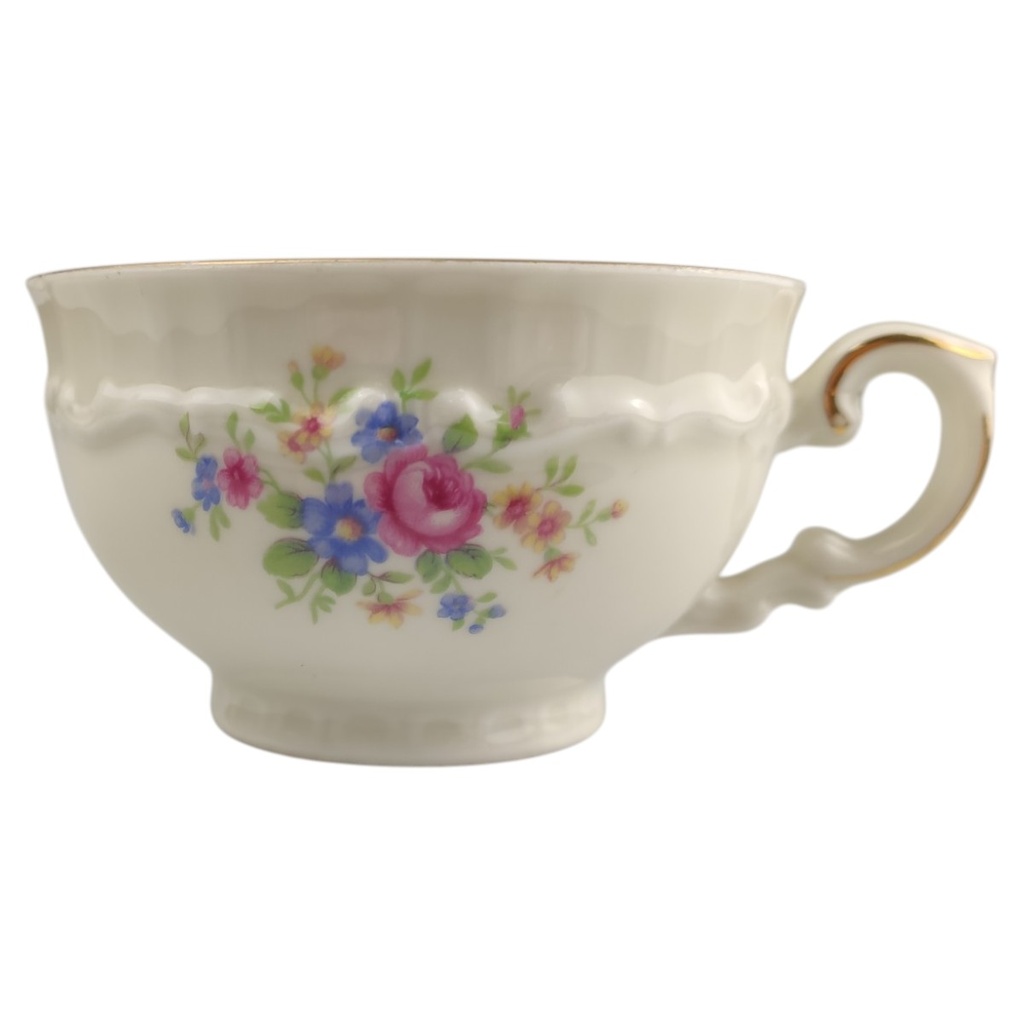 [1820888-2] Teetasse Mitterteich Relief Blumendekor Goldrand (gebraucht - sehr gut)