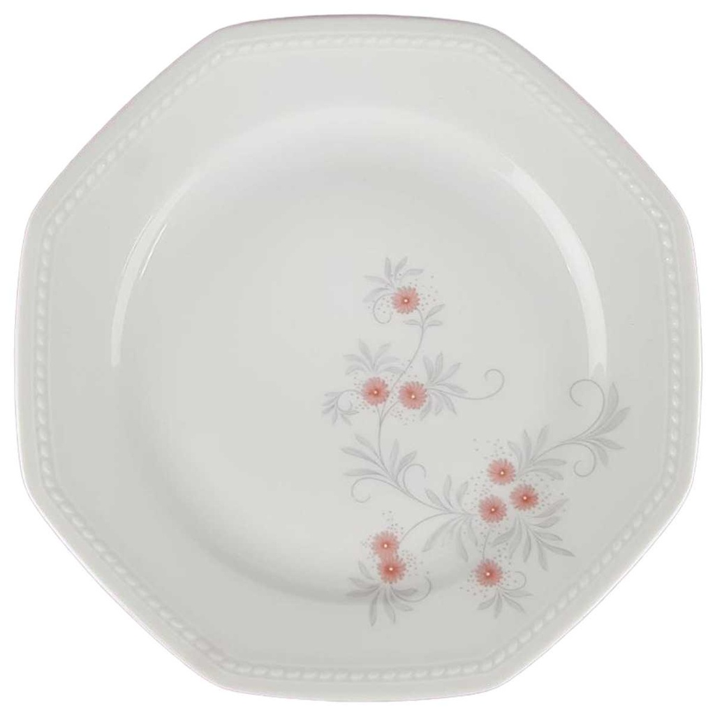 [458119069-2] Speiseteller Essteller 24,3 cm Schirnding Bavaria Paris Blumendekor Rosa Grau Blumen (gebraucht - gut)
