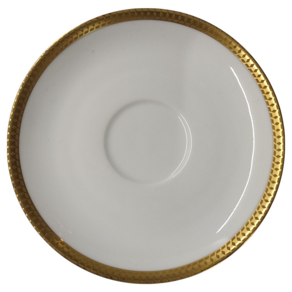 [458119561-1] Untertasse für Kaffee Goldrand 14,2 cm Thomas Porzellan Unbekannte Formen Weiß (gebraucht - sehr gut)