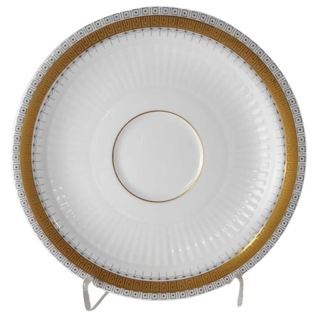 [458137642] Untertasse für Kaffee 15,1 cm Seltmann Weiden Vohenstrauß Grau Gold Dekor (gebraucht - sehr gut)
