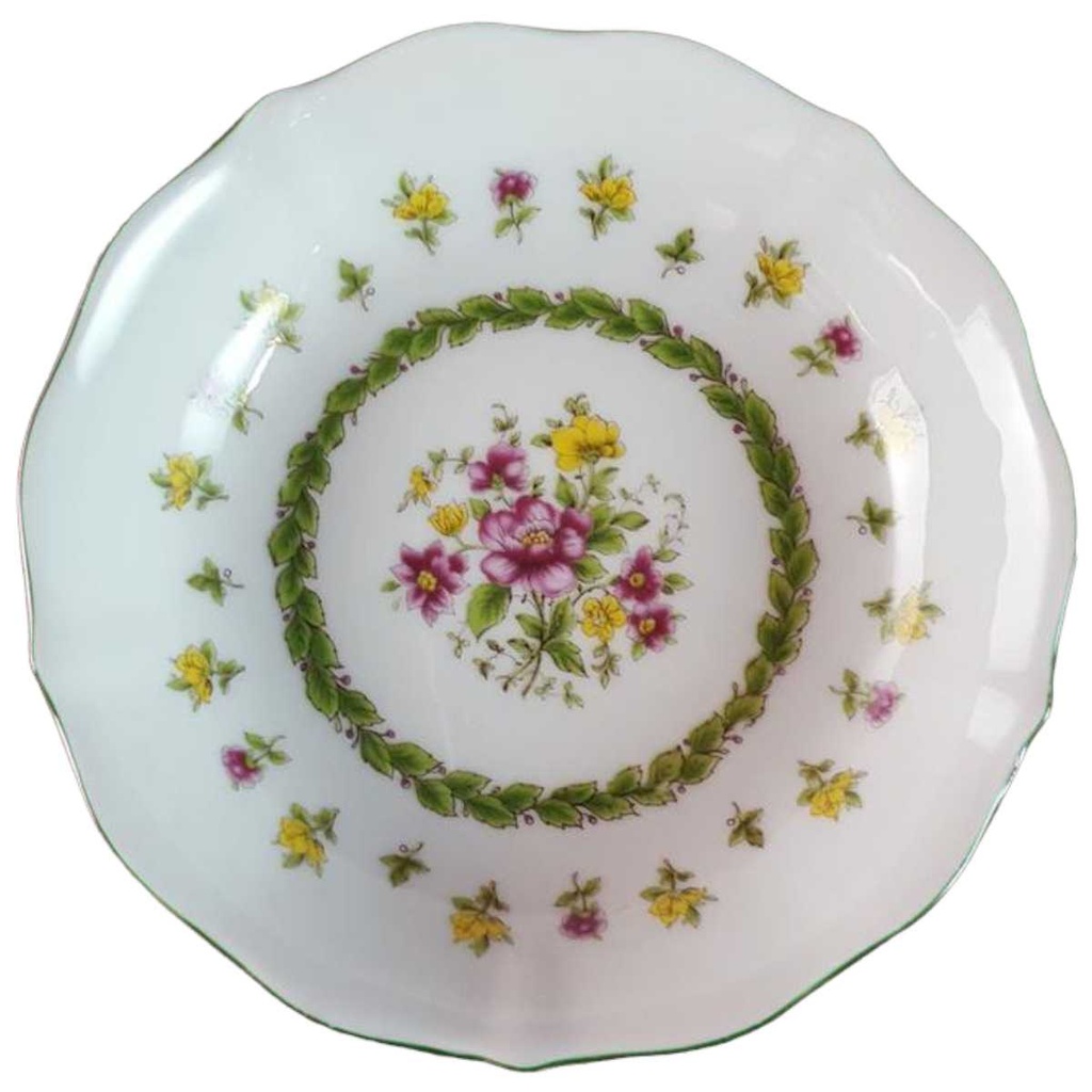 [45815450001] Untertasse für Kaffee 14 cm Schaller bunte Blumendekor mit Grünrand Blumen (mit Stempel)