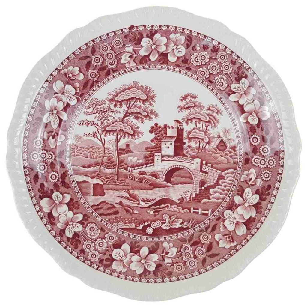 [4581890-2] Kuchenteller Dessertteller Frühstücksteller 19,5 cm Spode Copeland Pink Tower Rot (gebraucht - sehr gut)