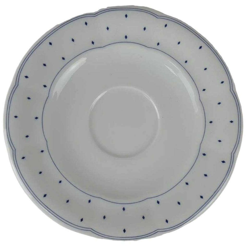 [458128830-2] Untertasse für Kaffee 14,6 cm Marienbad Ingres Weiss Blaue Rauten (gebraucht - sehr gut)