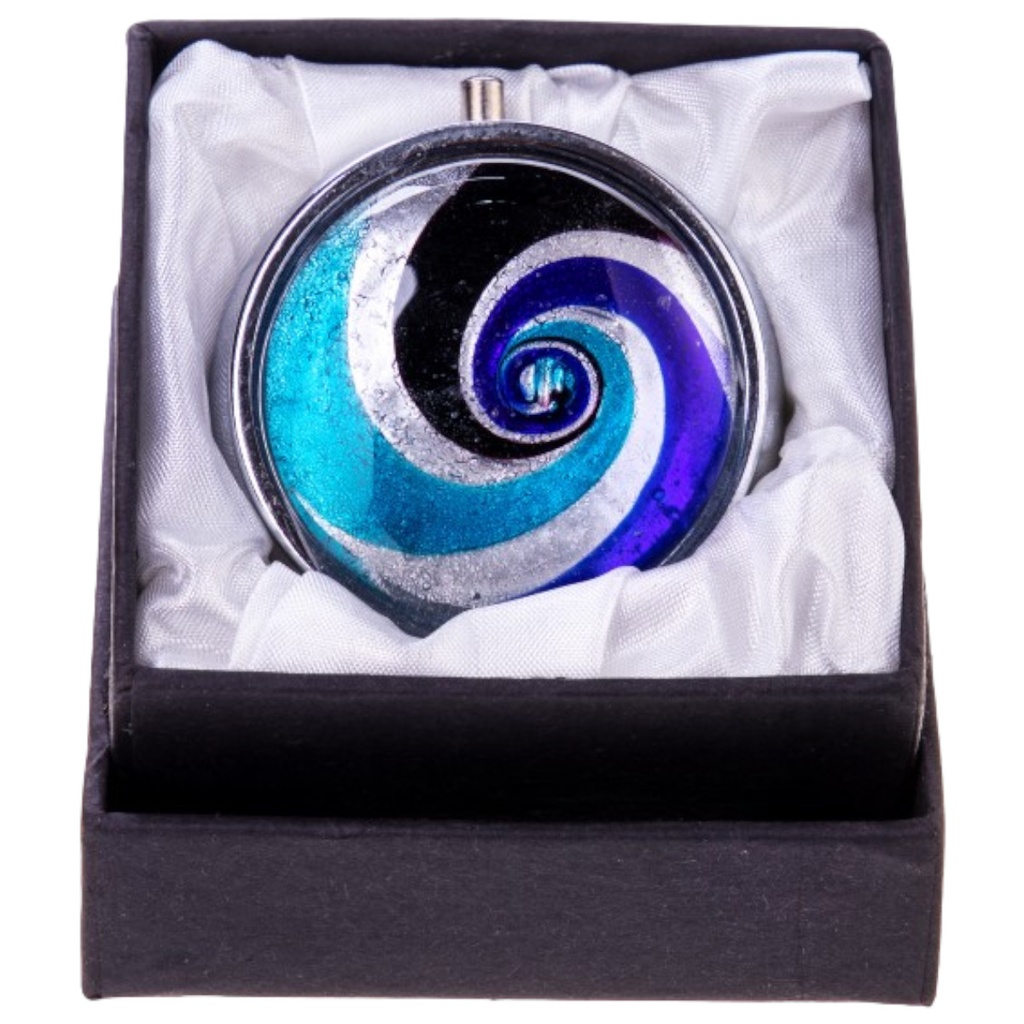 [LA-62990] Pillendose Pillendöschen Dose Döschen Schatulle 3 Fächer in Geschenkbox mit Glaseinsatz Murano-Stil (#1)