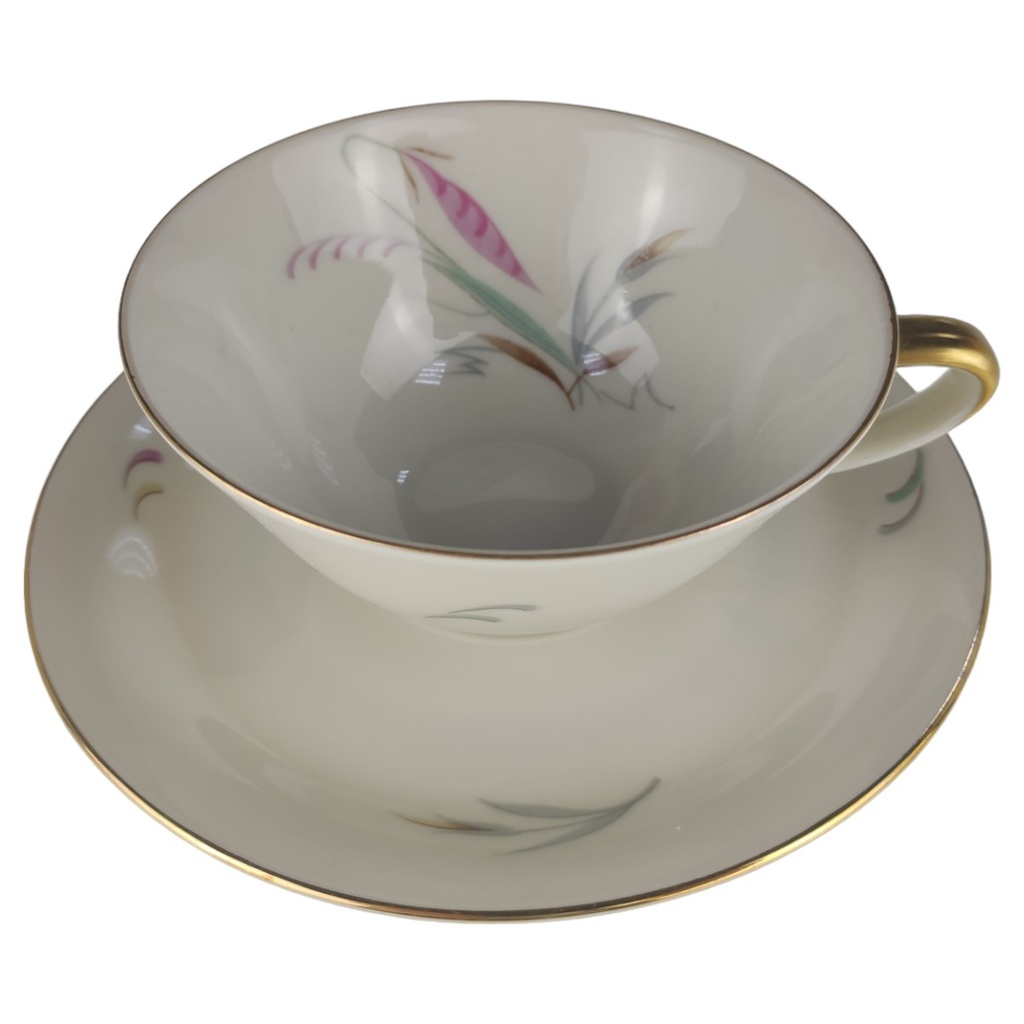 [SET-1806078-2] Teetasse mit Untertasse 2tlg. Eschenbach Blumen Bunt Goldrand (gebraucht - sehr gut)